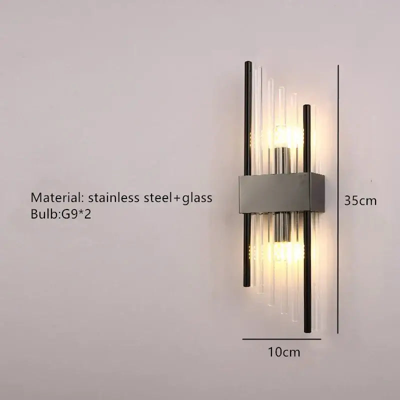 Modern gold clear crystal led wall lamp bedroom sconce