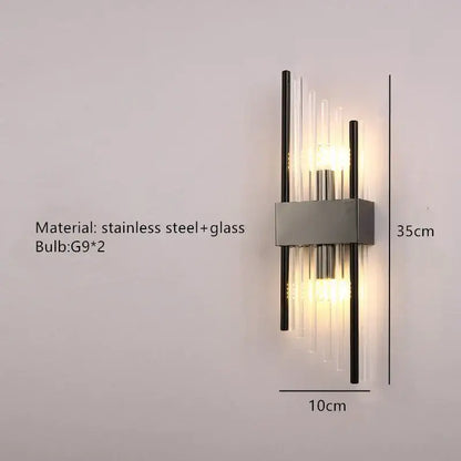 Modern gold clear crystal led wall lamp bedroom sconce