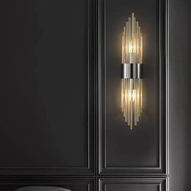 Modern gold clear crystal led wall lamp bedroom sconce