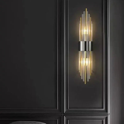 Modern gold clear crystal led wall lamp bedroom sconce
