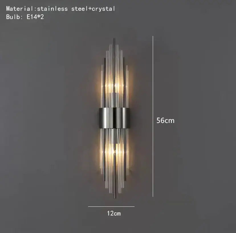 Modern gold clear crystal led wall lamp bedroom sconce