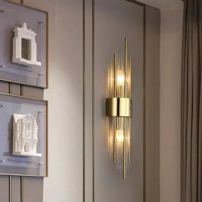 Modern gold clear crystal led wall lamp bedroom sconce