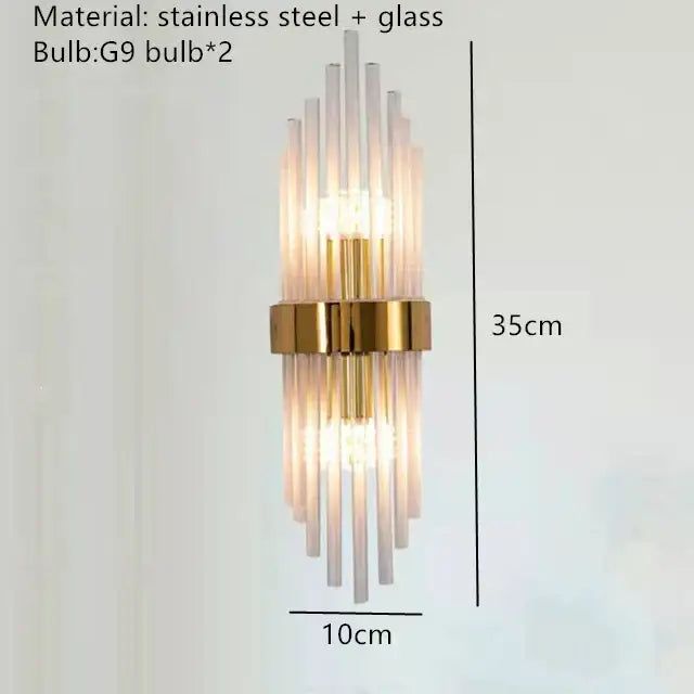 Modern gold clear crystal led wall lamp bedroom sconce