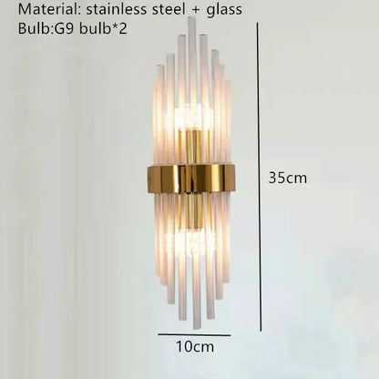 Modern gold clear crystal led wall lamp bedroom sconce