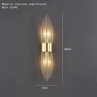 Modern gold clear crystal led wall lamp bedroom sconce