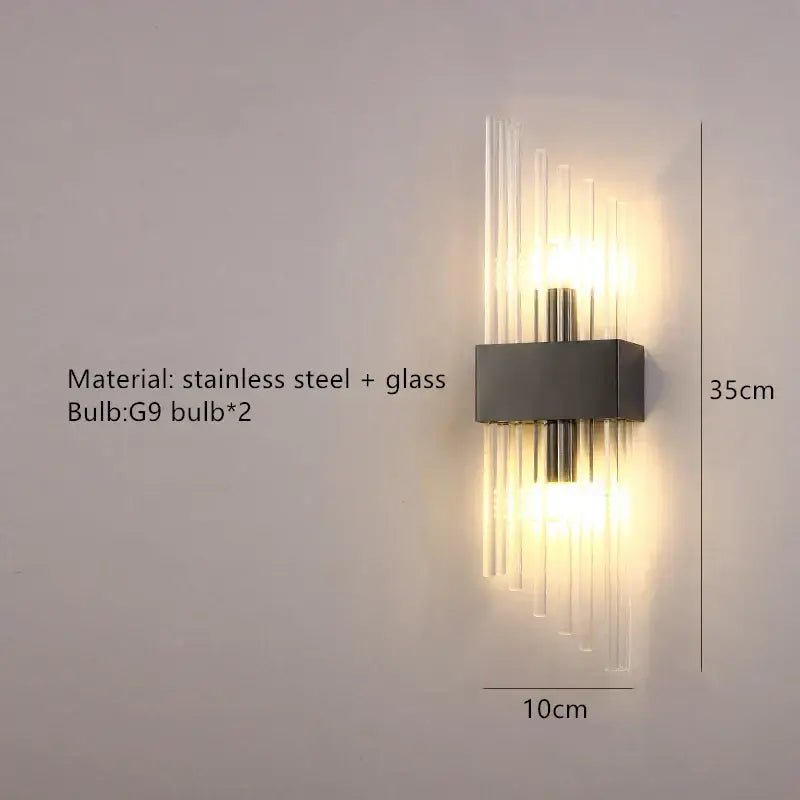 Modern gold clear crystal led wall lamp bedroom sconce