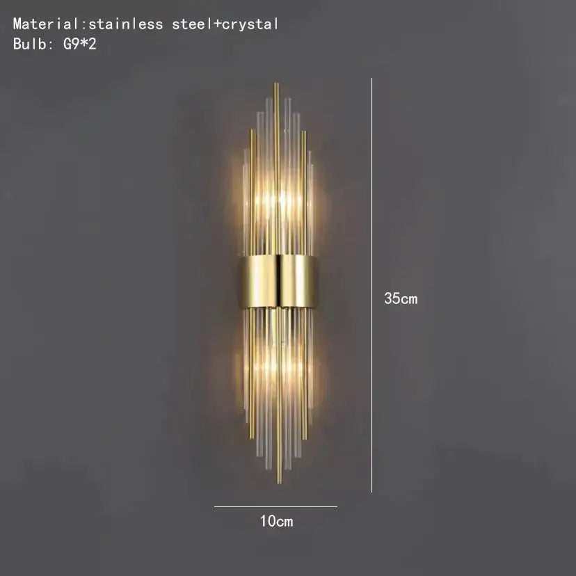 Modern gold clear crystal led wall lamp bedroom sconce
