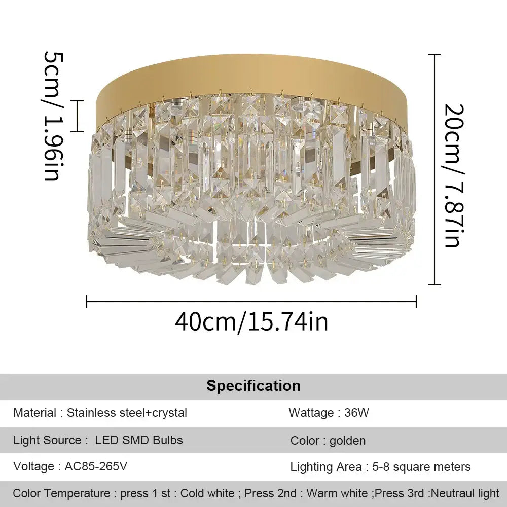Modern gold crystal ceiling chandelier for dining room