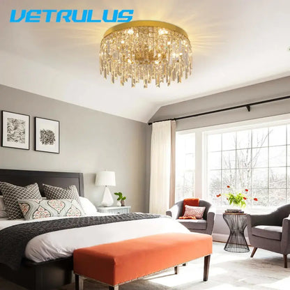 Modern gold crystal ceiling chandelier for dining room