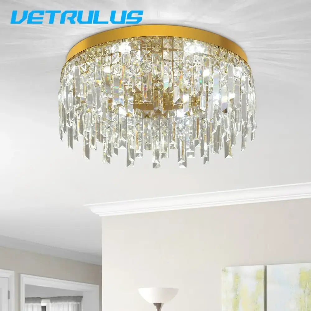 Modern gold crystal ceiling chandelier for dining room