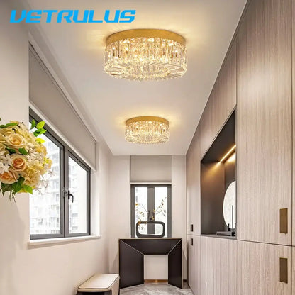 Modern gold crystal ceiling chandelier for dining room