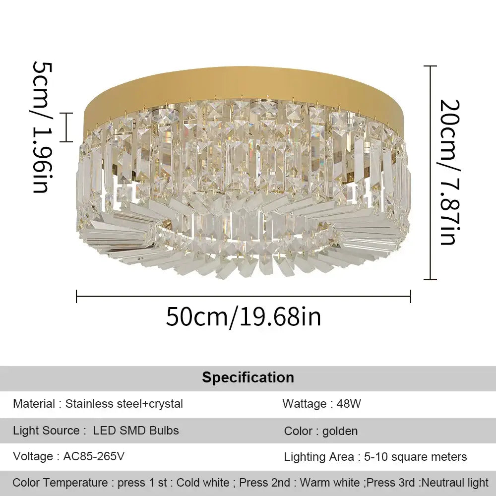 Modern gold crystal ceiling chandelier for dining room