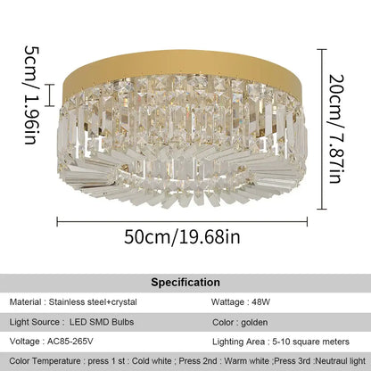 Modern gold crystal ceiling chandelier for dining room