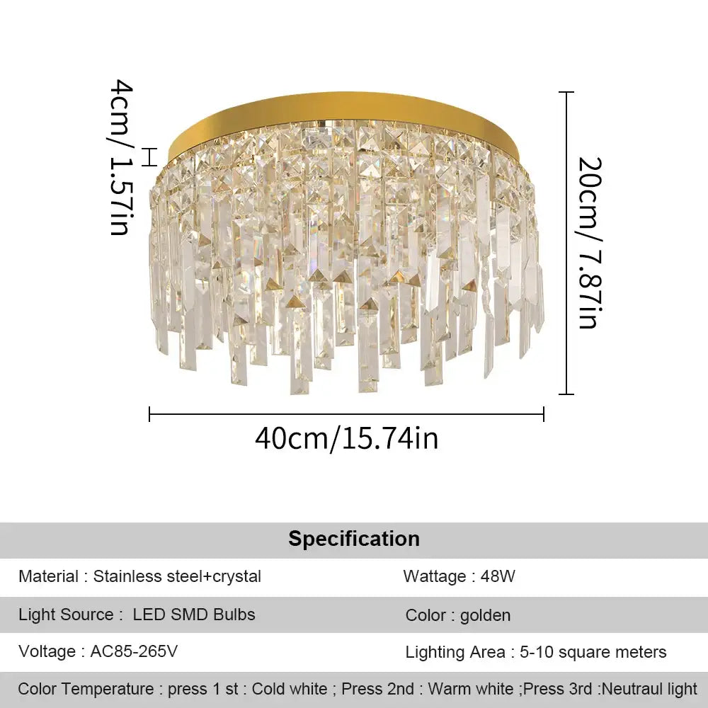 Modern gold crystal ceiling chandelier for dining room