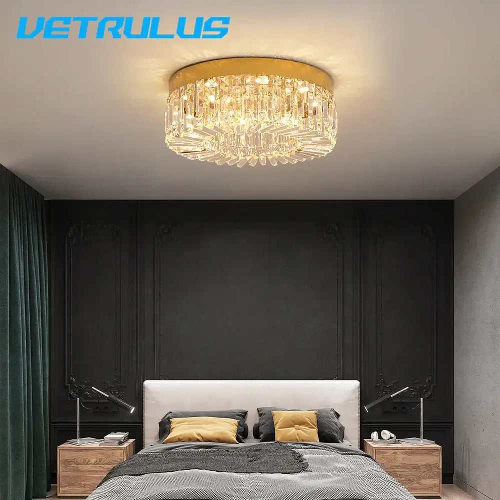 Modern gold crystal ceiling chandelier for dining room