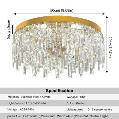 Modern gold crystal ceiling chandelier for dining room