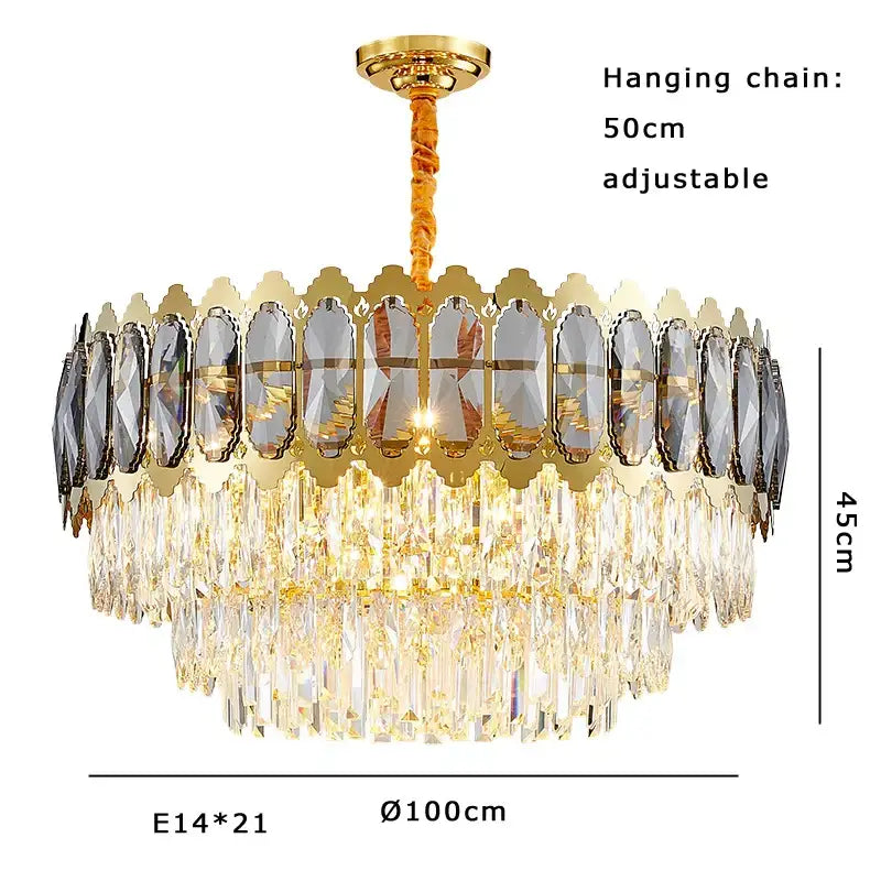 Modern gold crystal ceiling chandelier for living room