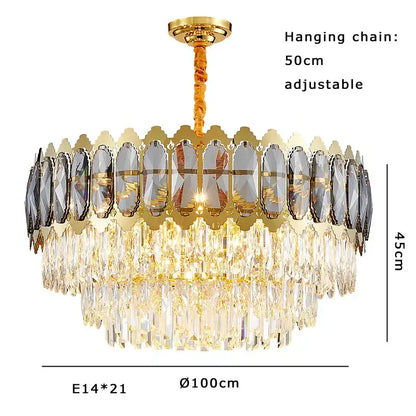 Modern gold crystal ceiling chandelier for living room