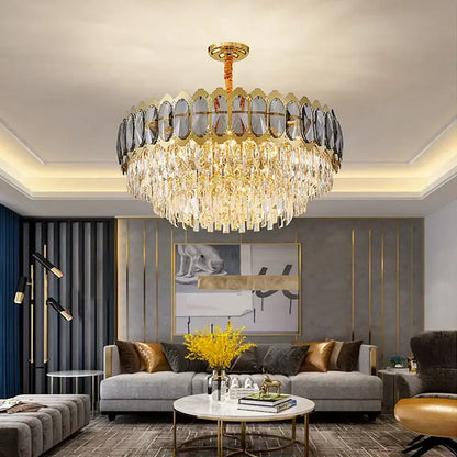 Modern gold crystal ceiling chandelier for living room