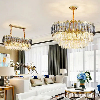 Modern gold crystal ceiling chandelier for living room