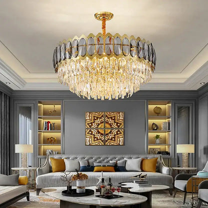 Modern gold crystal ceiling chandelier for living room