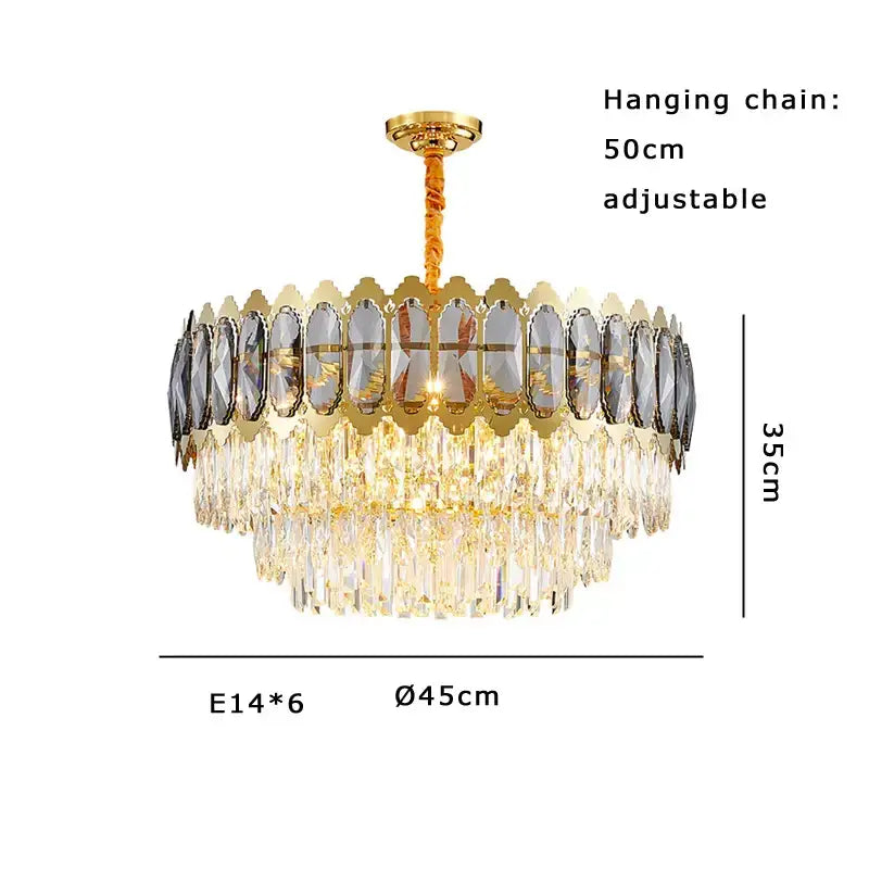 Modern gold crystal ceiling chandelier for living room