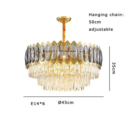 Modern gold crystal ceiling chandelier for living room