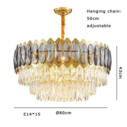 Modern gold crystal ceiling chandelier for living room