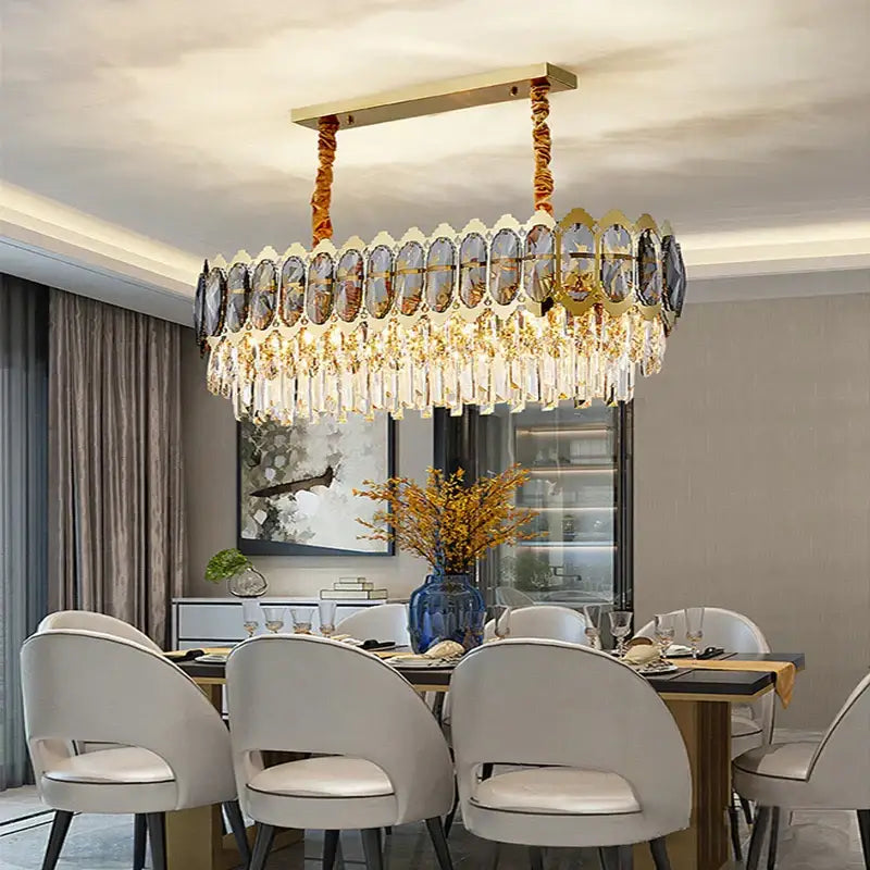 Modern gold crystal ceiling chandelier for living room