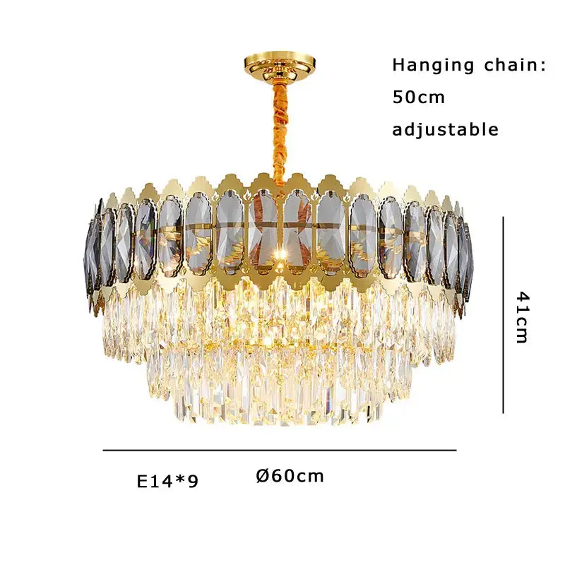 Modern gold crystal ceiling chandelier for living room