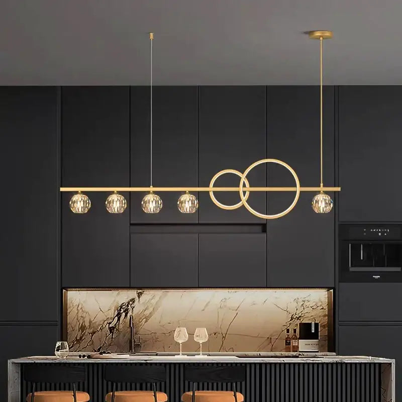 Modern gold crystal chandelier dining room pendant light