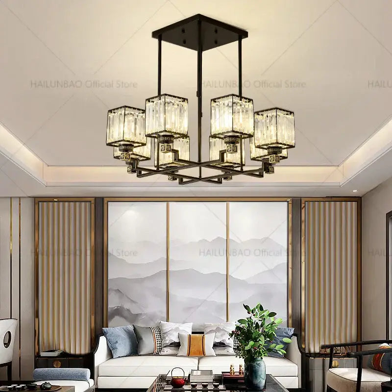Modern gold crystal chandelier for living room