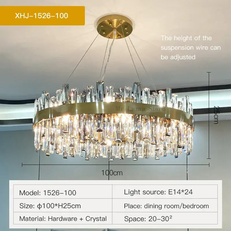 Modern gold crystal chandelier for living room