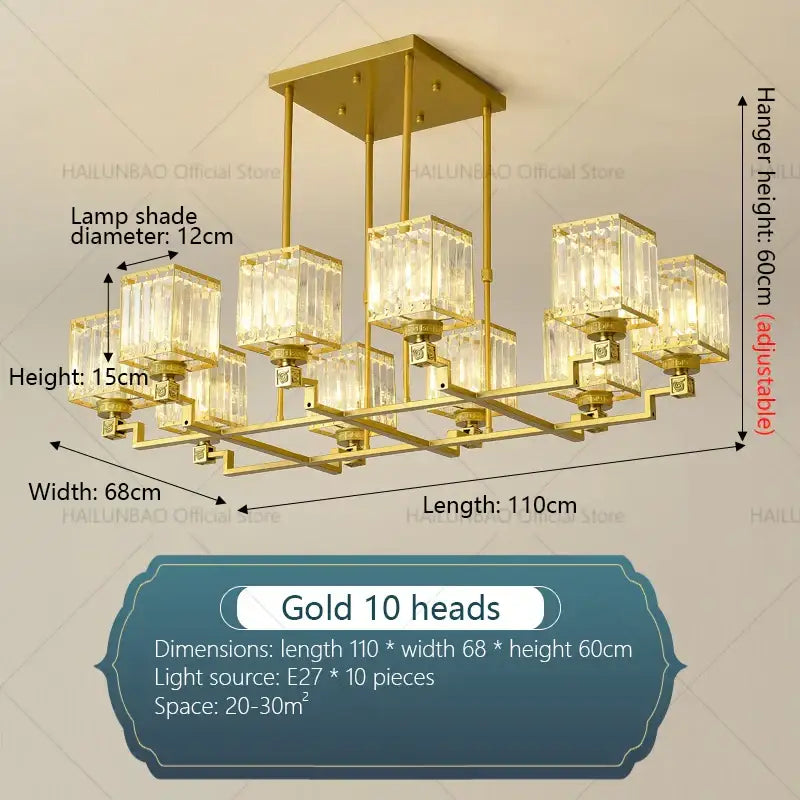 Modern gold crystal chandelier for living room
