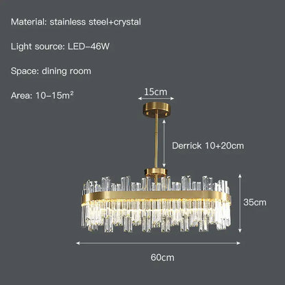 Modern gold crystal chandelier for living room dining room