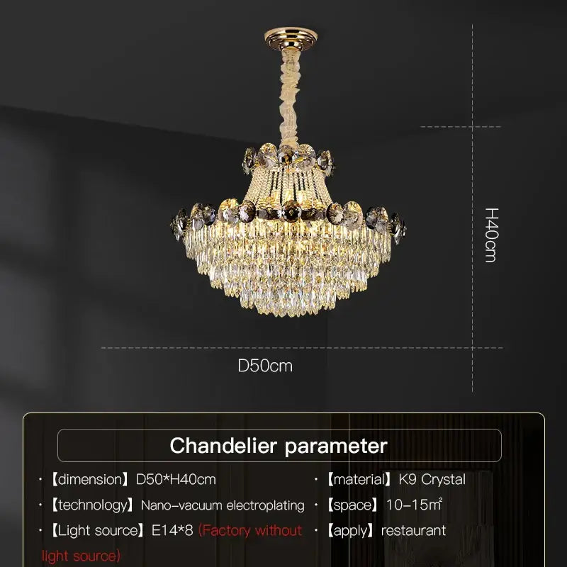 Modern gold crystal chandelier for living room
