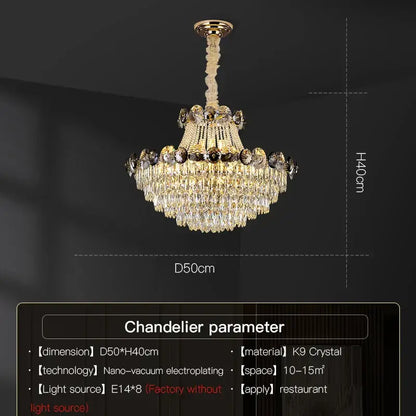 Modern gold crystal chandelier for living room