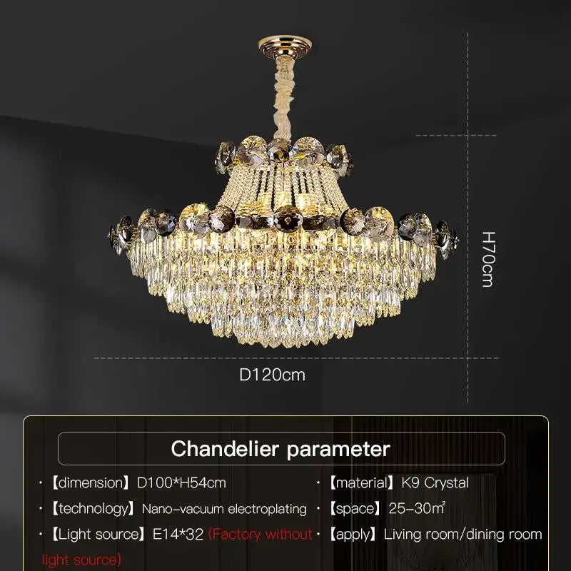 Modern gold crystal chandelier for living room