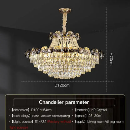 Modern gold crystal chandelier for living room
