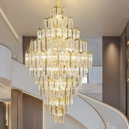 Modern gold crystal chandelier for living room loft
