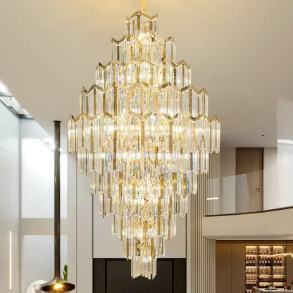 Modern gold crystal chandelier for living room loft