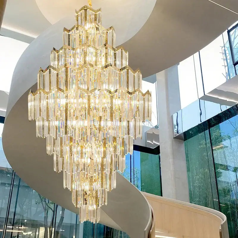 Modern gold crystal chandelier for living room loft