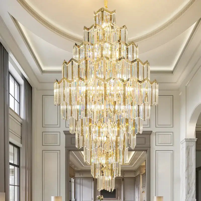 Modern gold crystal chandelier for living room loft