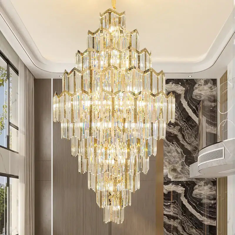 Modern gold crystal chandelier for living room loft