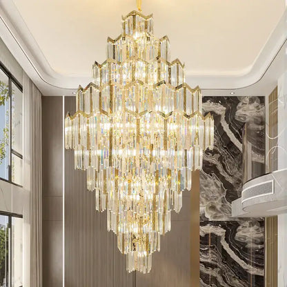 Modern gold crystal chandelier for living room loft