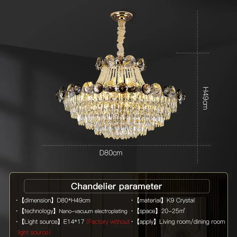 Modern gold crystal chandelier for living room