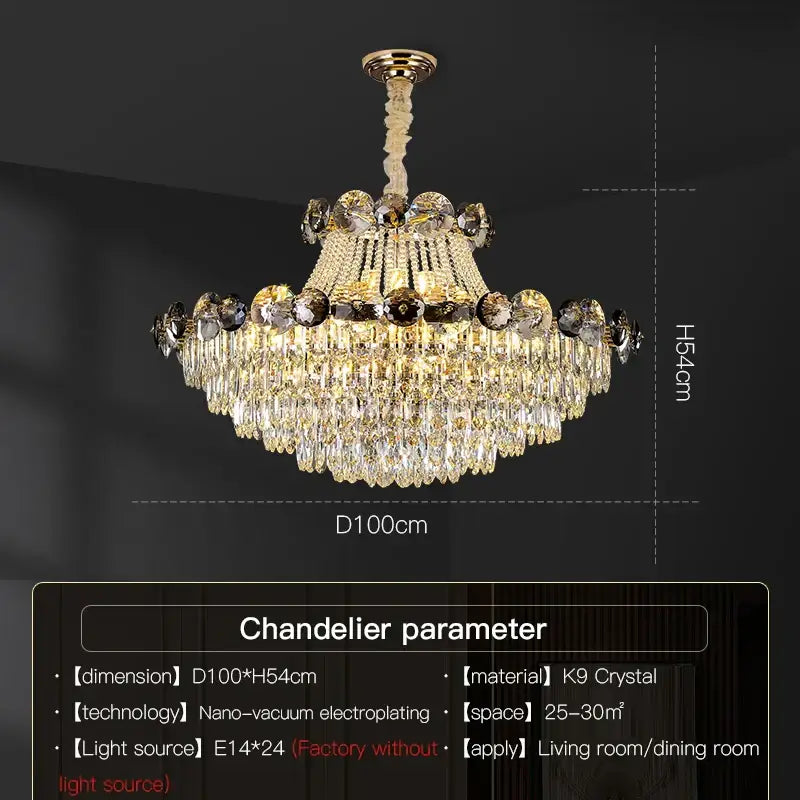 Modern gold crystal chandelier for living room