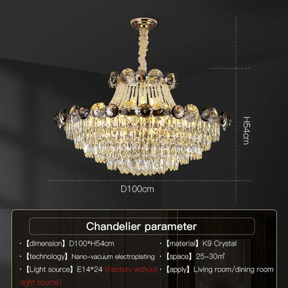 Modern gold crystal chandelier for living room
