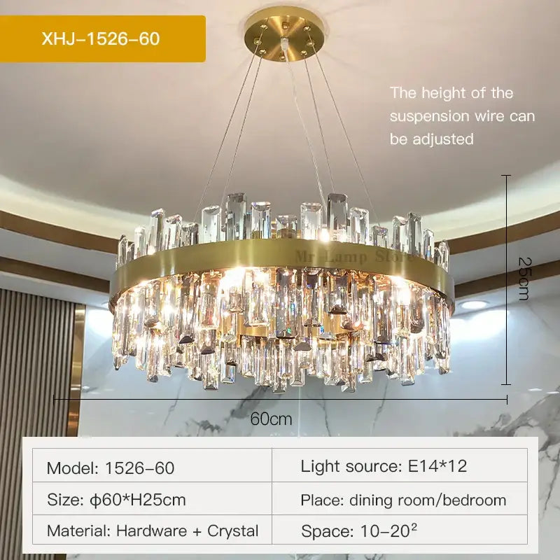 Modern gold crystal chandelier for living room