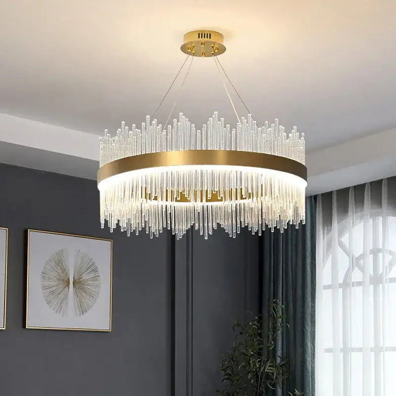 Modern gold crystal chandelier for living room
